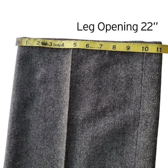 Eddie Bauer Harris Tweed Wool Blend Trousers Side Zipper Wide Leg Size 12 - Picture 14 of 15